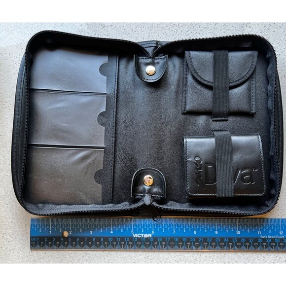 Widex Black Leather Zippered Case Organizer Multiple Compartments & Snap Closure - Picture 10 of 10